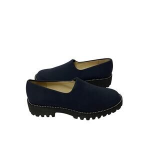 NWOB JON JOSEF Gemma Elastic Loafer Navy 39.5 Rubber Lug Sole Comfort Shoe NEW